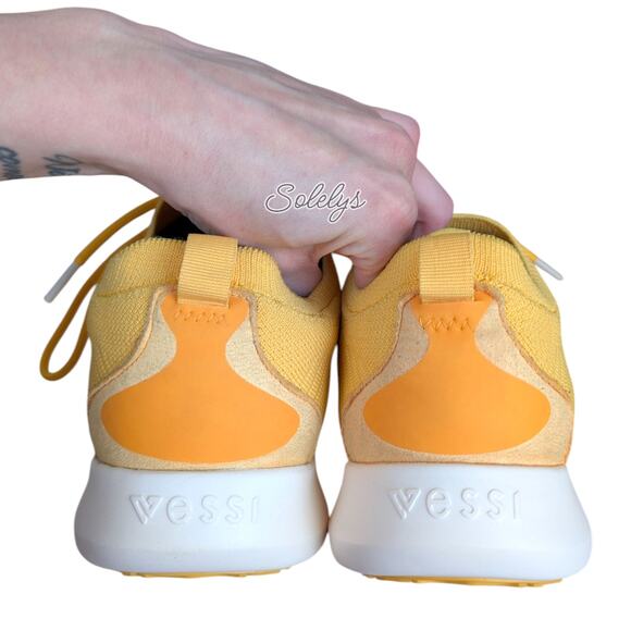 Vessi Everyday Move Womens 8 Honey Yellow White Waterproof Knit Lace Up Sneaker - Picture 8 of 11